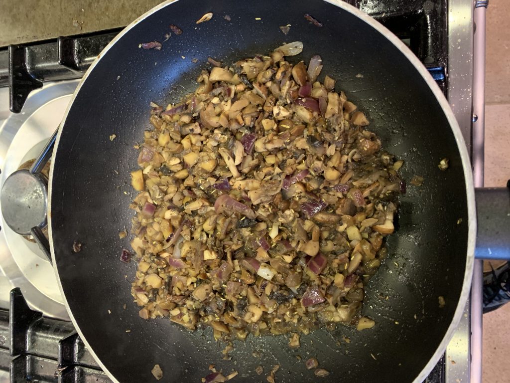 fry the onions and mushrooms
