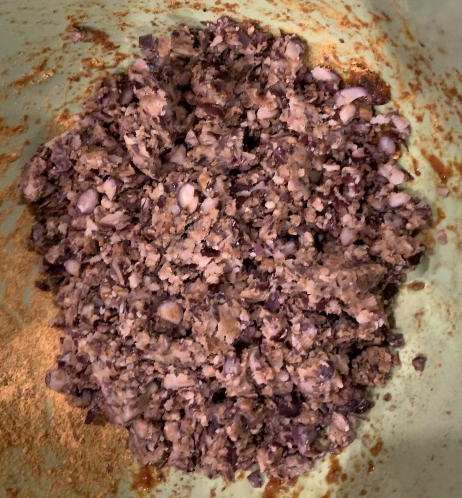 shredded black beans in spices